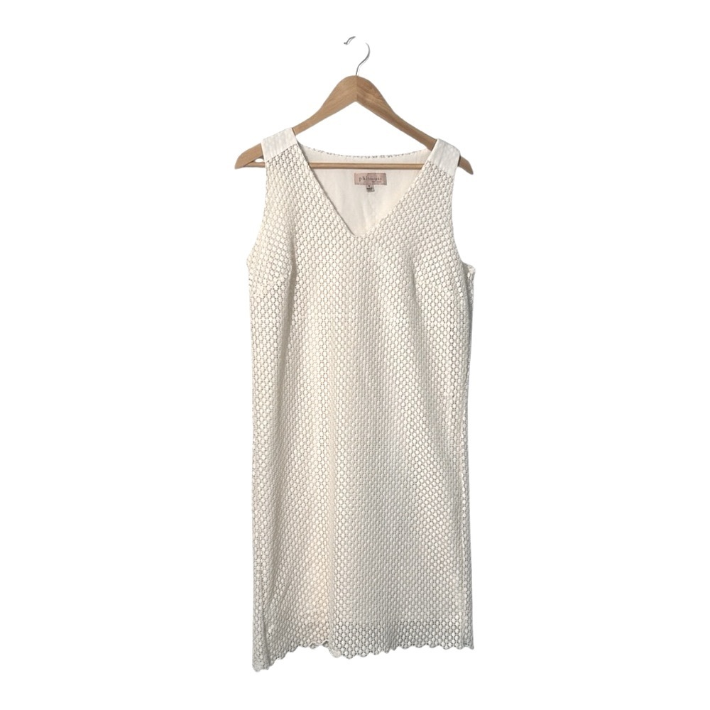 Philosophy Ivory Eyelet Sleeveless Vneck Shift Dress Size 8